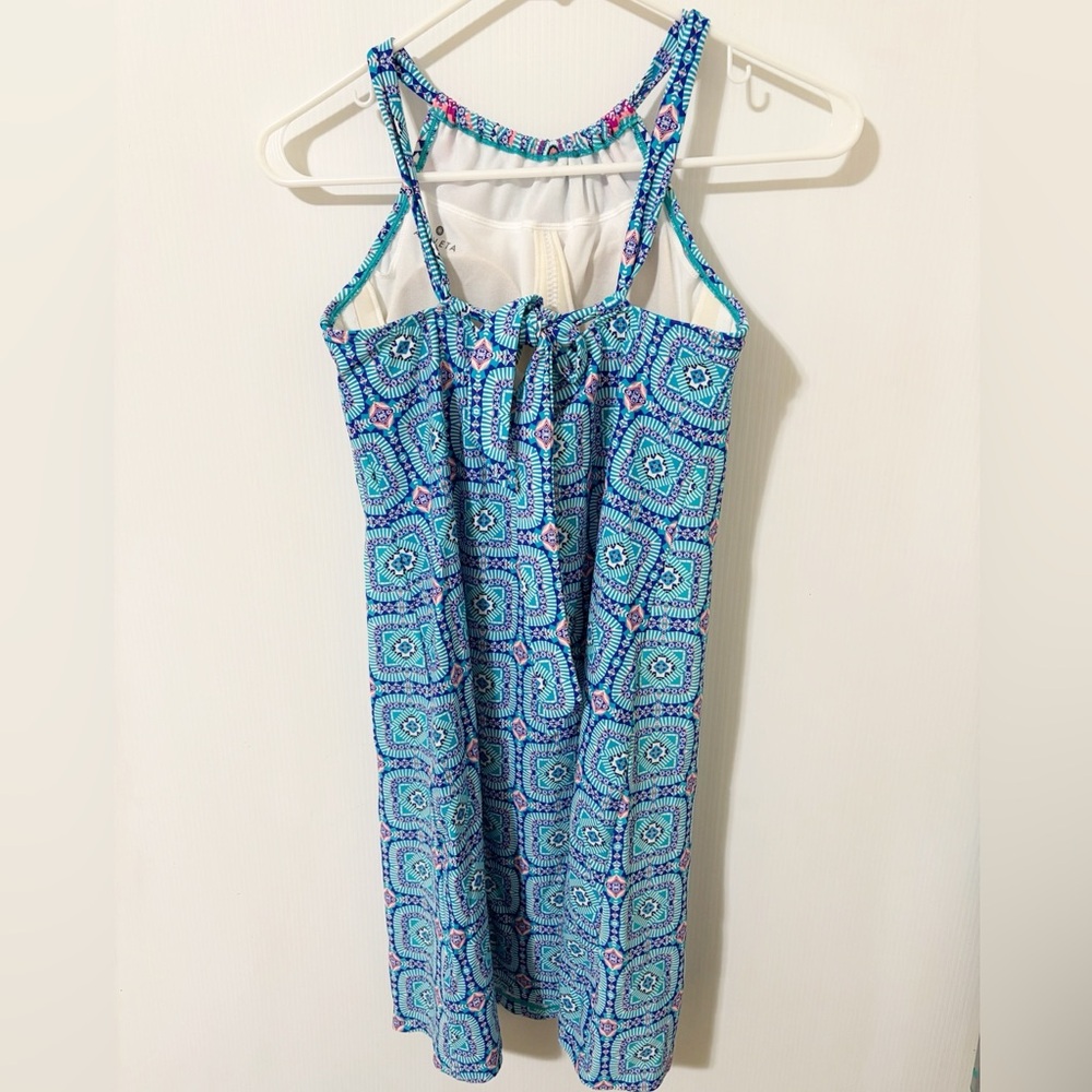 Athleta Size S Printed Kokomo Swim Dress Sleeveless Blue - Picture 2 of 4
